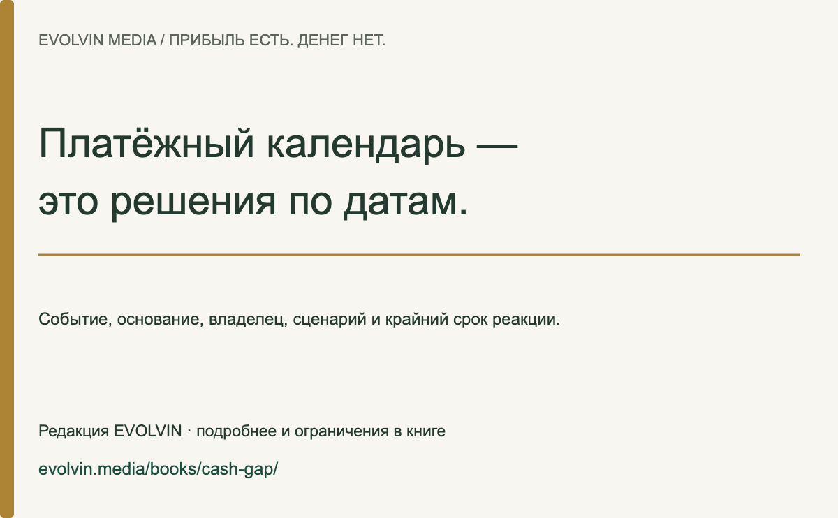 Карточка 3: Решения в платёжном календаре